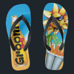 Beach Groom Honeymoon Teenslippers<br><div class="desc">Beach Groom! Tropisch bier strand groom teenslippers. Geweldig cadeau voor de huwelijksreis. Bride ook beschikbaar!</div>