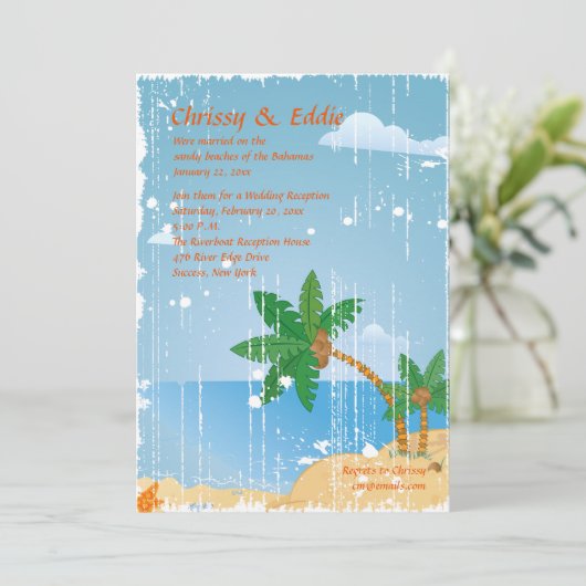 Beach Grunge Uitnodiging (Staand voorkant)