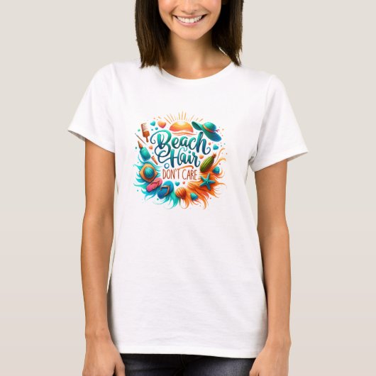 Beach Hair Don't Care Shirt - Kleurrijke zomervaka (Voorkant)