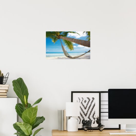 Beach hammack palmtree poster (Thuiskantoor)