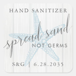 Beach Hand Sanitizer Favor Spread Sand Not Germs Vierkante Sticker