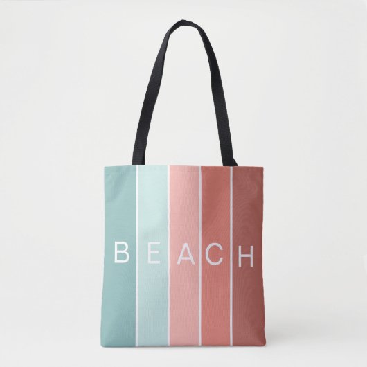 Beach happy coole, coole, moderne strepen tote bag (Voorkant)
