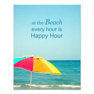 Beach Happy Hour Gezegde Foto Afdruk