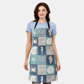 Beach Happy Place Blue Aqua Old Wood Zee Apron Schort (Gedragen)