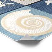 Beach Happy Place Blue Aqua Old Wood Zee Poster (Hoek)