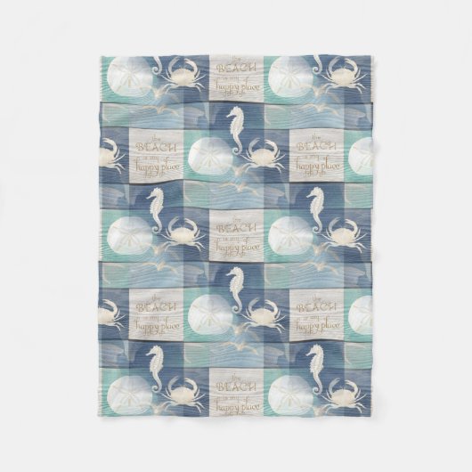 Beach Happy Place Blue Aqua Zee Fleece Blanket Deken (Voorkant)