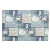 Beach Happy Place Blue Aqua Zee Pillowcase Kussensloop (Achterkant)