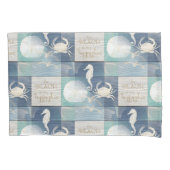 Beach Happy Place Blue Aqua Zee Pillowcase Kussensloop (Voorkant)