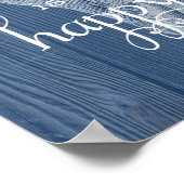 Beach Happy Place Seashell Blue Wood Poster (Hoek)
