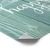 Beach Happy Place Starfish Aqua Wood Poster (Hoek)