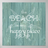 Beach Happy Place Starfish Aqua Wood Poster (Voorkant)