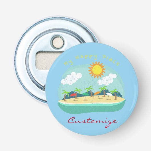Beach Happy Place Thunder_Cove Button Flesopener (Voorkant)