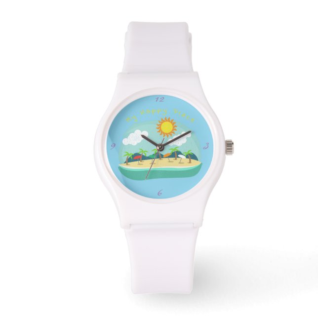 Beach Happy Place Thunder_Cove Horloge (Voorkant)
