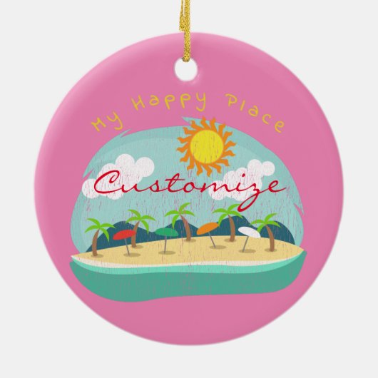 Beach Happy Place Thunder_Cove Keramisch Ornament (Achterkant)