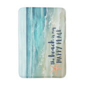 Beach Happy Place Waterverf Waves kustlijn Badmat (Voorkant Verticaal)