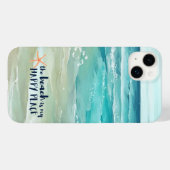 Beach Happy Place Waterverf Waves kustlijn Case-Mate iPhone Case (Achterkant (horizontaal))