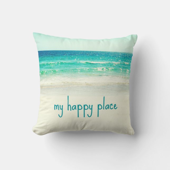 Beach Happy Place Word Pillow Kussen (Voorkant)