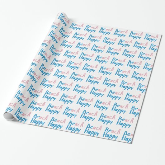Beach Happy text Cadeaupapier (Uitgerold)