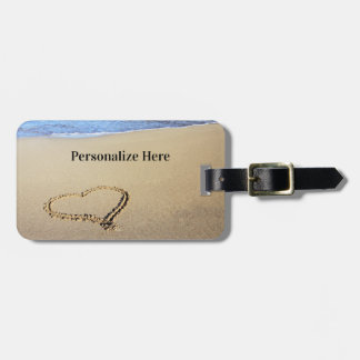 Beach harten in zand bagagelabel