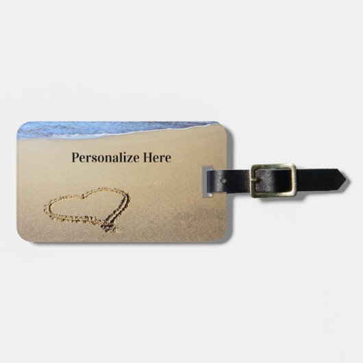 Beach harten in zand bagagelabel (Voorkant horizontaal)