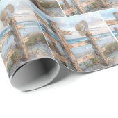 Beach Hat On Rustic Fence Post Cadeaupapier (Rol Hoek)