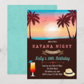 Beach havana partijuitnodiging kaart (Voorkant / Achterkant)