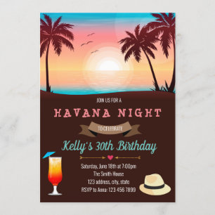 Beach havana partijuitnodiging kaart