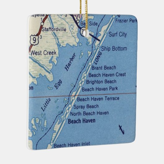 Beach Haven NJ  Map Keramisch Ornament (Rechts)