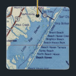 Beach Haven NJ  Map Keramisch Ornament<br><div class="desc">De kerstversiering van Beach Haven NJ met een  kaart van de stad Surf naar Tuckerton NJ.</div>
