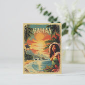  Beach Hawaii Meisje Reizen Briefkaart (Staand voorkant)
