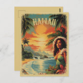  Beach Hawaii Meisje Reizen Briefkaart (Voorkant / Achterkant)