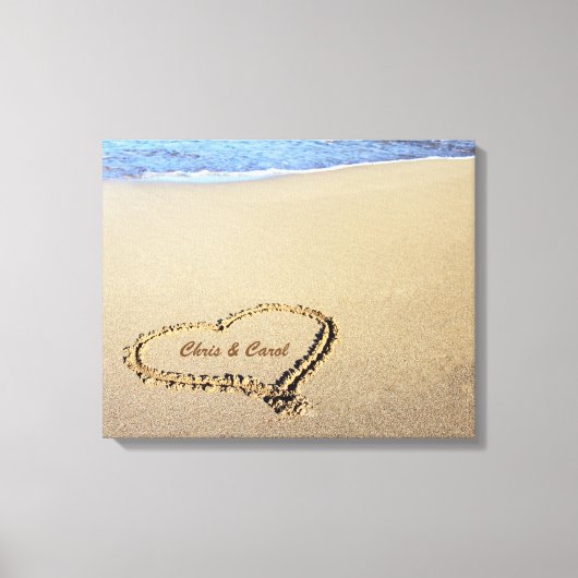 Beach Heart Canvas Afdrukken met aangepaste namen (Voorkant)