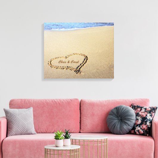 Beach Heart Canvas Afdrukken met aangepaste namen (Insitu (Woonkamer))