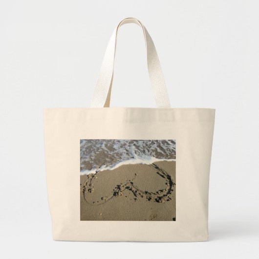 Beach Heart Grote Tote Bag (Voorkant)