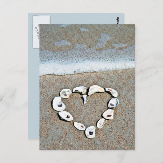 Beach Heart in Seashells Briefkaart (Voorkant / Achterkant)