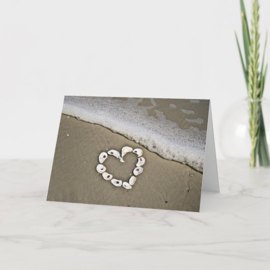 Beach Heart in Seashells Kaart (Voorkant)