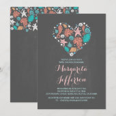 Beach Heart Nautical Coastal Baby shower Kaart (Voorkant / Achterkant)