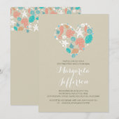 Beach Heart Nautical Coastal Birthday Party Kaart (Voorkant / Achterkant)