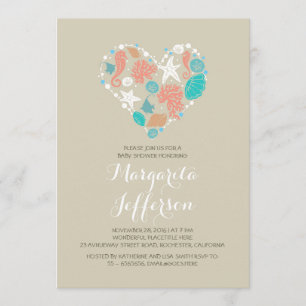 Beach Heart Nautische Kust Baby shower Kaart