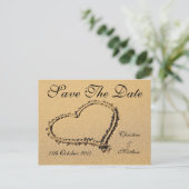 Beach Heart - Sand Save The Date Aankondigingskaart (Staand voorkant)