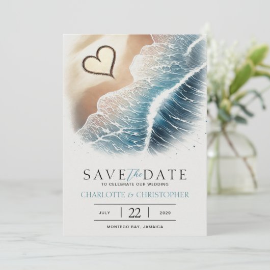 Beach Heart Save The Date (Staand voorkant)