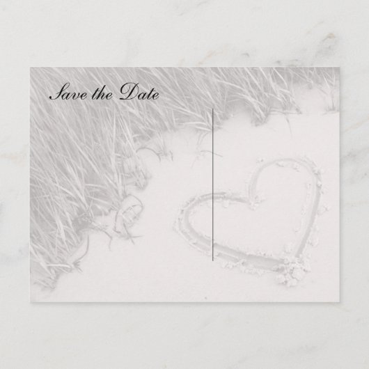 Beach Heart Sepia Bewaar de datum Aankondigingskaart (Achterkant)