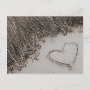 Beach Heart Sepia Postcard Briefkaart