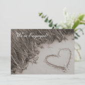 Beach Heart Sepia Verloving Aankondiging (Staand voorkant)