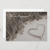 Beach Heart Sepia Verloving Aankondiging (Voorkant / Achterkant)