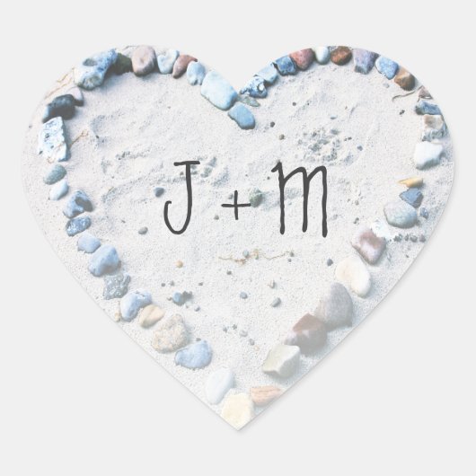 Beach Heart Wedding Favoriet Aangepaste Stickers (Voorkant)