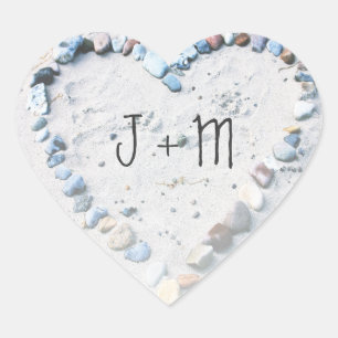 Beach Heart Wedding Favoriet Aangepaste Stickers