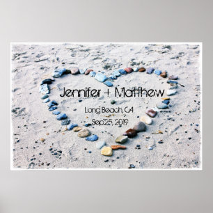 Beach Heart Wedding Keepslag of Guest Book Poster