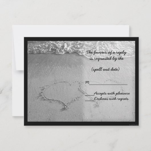 Beach Hearts BW RSVP Kaartje (Voorkant)