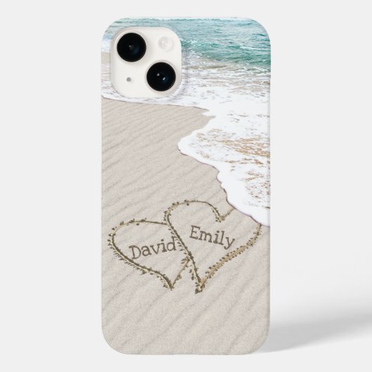 Beach Hearts met Namen Case-Mate iPhone Case (Achterkant)